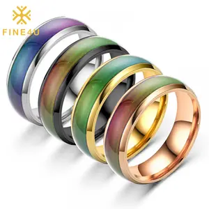 New Trendy Couple Fashion Jewelry Temperature-Sensitive Sealing Glaze Seven Mood Ring Color Change