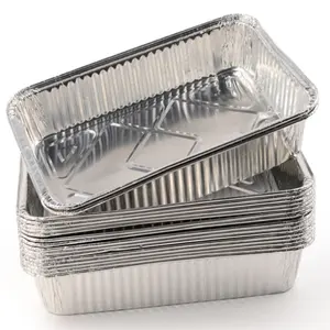 Envases de comida de muestra gratis de 2350ml, sartenes para barbacoa, bandeja rectangular, contenedor desechable de papel de aluminio para catering/hornear/asar