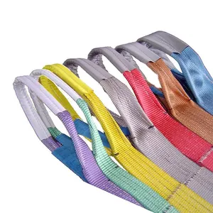 Approvisionnement d'usine 1-10 tonnes code couleur textile bande élingues de levage grue plat polyester sangle ceinture de levage élingue de levage Blet plat
