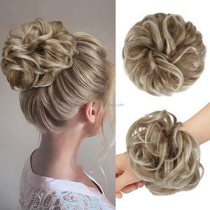 <span class=keywords><strong>Chignon</strong></span> bouclé naturel et volumineux en gros, <span class=keywords><strong>chignon</strong></span> désordonné, cheveux synthétiques avec attache en élastique pour les mariages - Product Image 4