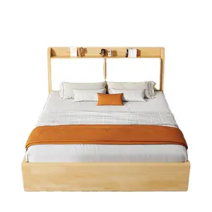 Giapponese King Size Lightning Headboards Sleeper sezionale i letti a Led in legno per camera da letto con contenitore