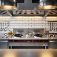 Cuisinière professionnelle en acier inoxydable à gaz naturel avec brûleur wok et double zone de contrôle pour restaurant chinois