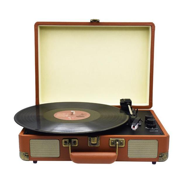 High Quality Hot Sell Vintage Record Player Turntable CD Vinyl Portable PU Leather Gramophone Phonograph Personal Use