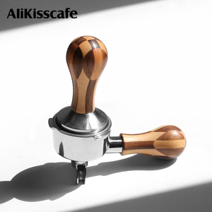 Outils de barista 49mm 51mm 53mm 58mm pour porte-filtre, <span class=keywords><strong>accessoires</strong></span> pour machine à café expresso, tamper à café à base plate avec poignée en bois - Product Image 6