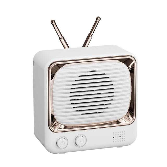 DW02 Retro Mini TV Style BT Wireless Speaker with Clear Stereo Sound Portable Vintage Design Home Office Travel Use