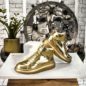 Nouvelles Chaussures Décontractées Montantes Tendance 2026 pour Hommes – Chaussures de Marche Dorées Légères avec Semelle Intérieure en Gel Rehaussante – Printemps, Été, Automne - Product Image 2