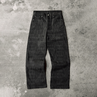 Jeans en denim à lisière indigo bruts japonais personnalisés pour hommes pantalon en denim épais vintage large coupe droite non lavé