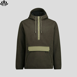 高品质男士1/<span class=keywords><strong>2</strong></span>纽扣重型连帽套头衫袋鼠口袋摇粒绒夹克 - Product Image 1