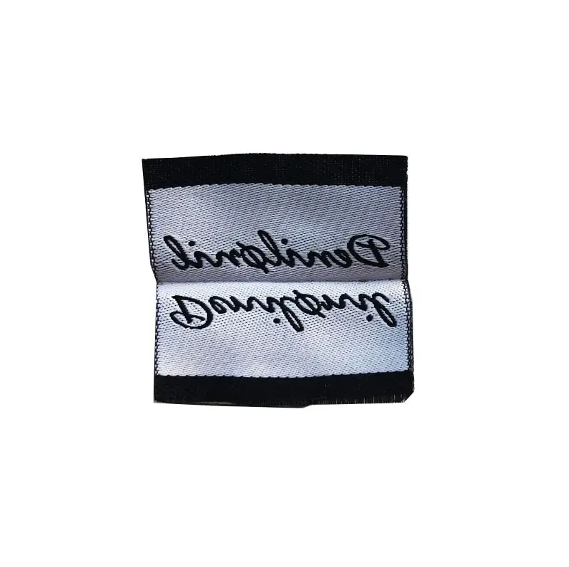 Cheap custom design centerfold high density garment damask woven labels for clothing