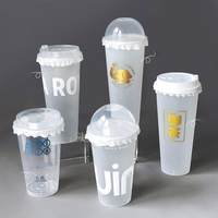 Gobelets en plastique jetables transparents en PP pour café et boba, 6oz, 8oz, 12oz, 16oz, 32oz, avec couvercle, personnalisables avec logo, pour boissons froides, vente en gros