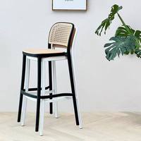 Chaise de bar nordique en plastique avec dossier en rotin, dossier haut moderne, chaises de loisirs commerciales d'extérieur
