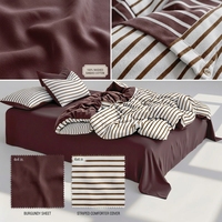 Ensemble de literie 4 pièces en coton 100% - Vente en gros - Design minimaliste - Couleur unie - Rayures - Utilisation toute saison