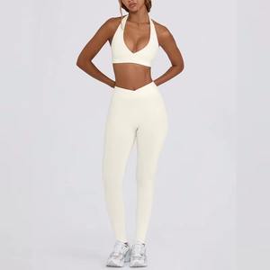 Conjunto Deportivo de 2 Piezas para Mujer, Leggings de Yoga con Cintura Media y Corte Acampanado, Sujetador Deportivo sin Tirantes, Talla Grande, con Cordón Ajustable, Transpirable y Duradero - Product Image 4