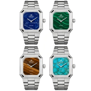 Servicios Empresariales Personalizados, Reloj Automático Analógico con Esfera de Lapislázuli Natural, Relojes Mecánicos Unisex Cuadrados de Acero Inoxidable - Product Image 3