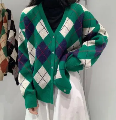 2022 New Fashion Design Long Sleeve Cardigan Green Color Woolen Sweater Cardigan With Breathable