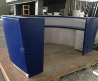 Bureau de réception circulaire de style européen haut de gamme en acrylique de couleur bleue, surface solide/marbre artificiel