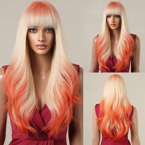 Perruque à franges pour festival cosplay européen et américain couleur fruit du dragon avec grosses vagues blanches <span class=keywords><strong>cheveux</strong></span> longs bouclés sans dentelle - Product Image 6