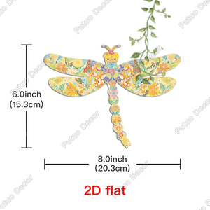 Set di targhe in metallo a forma di libellula colorata, insegne in metallo fantasiose per decorazione da parete del giardino - Product Image 2