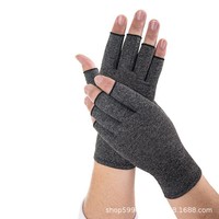 Guantes de Ciclismo y Fitness de Medio Dedo para Hombre, de Algodón, Compresión, Antideslizantes, Transpirables, Diseño Ergonómico, Puntos Adhesivos para Alivio del Dolor