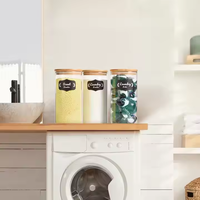Compartiment à linge en verre en bois et support de stockage de détergent en poudre support élégant pour les articles ménagers essentiels