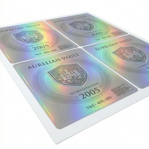 Étiquettes de vin holographiques personnalisées haut de gamme anti-contrefaçon, écologiques et imperméables en papier holographique pour boissons et objets de collection - Product Image 2