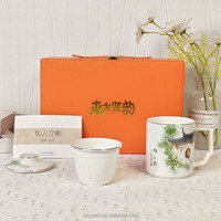 Style chinois créatif ivre Jiangnan tasse de conférence dessinée à la main avec couvercle thé boisson bureau à domicile tasse de cadeau d'affaires