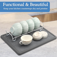 Tapis en pierre de séchage de vaisselle en silicone Plateau de comptoir de cuisine pliable avec fonction chauffante Nettoyage facile des taches