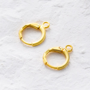Clips d'oreilles plaqués or 14 carats, boucles d'oreilles créoles, apprêts de bijoux DIY, boucle française, accessoires pour boucles d'oreilles géométriques simples et rondes - Product Image 1