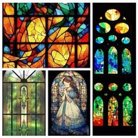 Panel Arqueado de Vidrio Artístico Sólido Personalizado, Estilo Retro con Acabado Pintado para Vestíbulo, Baño o Ventana