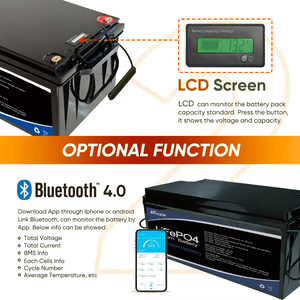 Batterie LiFePO4 Lithium-ion à semi-conducteurs 12V 100Ah 1,28 kWh à décharge profonde, 6000 cycles, pour stockage d'énergie pour système solaire connecté au réseau, garantie 5 ans - Product Image 4