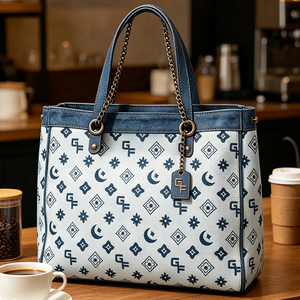 Casual Women's Tote Shoulder Bag, PU Leather Material, with <b>Chain</b> Strap, Daily Carry Office <b>Handbag</b> - Product Image 3