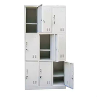 Armoire de rangement métallique à neuf portes en acier réglable et moderne, personnalisable en usine, pour les gymnases et les écoles