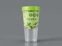 Gobelet jetable en plastique à paroi simple pour thé au citron et thé au lait avec couvercle pour boissons froides, design fileté et rayé