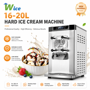 เครื่องทำไอศกรีมแบบแข็ง รุ่น Glace De Helados แบบสองคอมเพรสเซอร์ ผลิตเจลาโต้ได้ 16-20 ลิตร/ชั่วโมง เครื่องทำไอศกรีมแข็ง ผลิตได้ 100 โคนต่อชั่วโมง คุณภาพสูง - Product Image 1