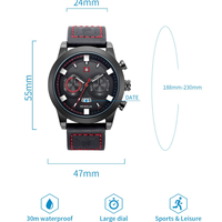 NS Never Stop N904 Nouvelle Arrivée Montre Homme Tendance en Cuir à Quartz Étanche avec Aiguilles Lumineuses