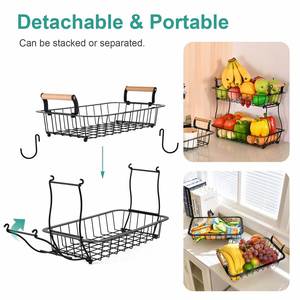 2-Tier Metal Wire <b>Basket</b> Countertop Fruit and Vegetable <b>Storage</b> Bowl <b>for</b> Bread Snacks Veggies - Product Image 3