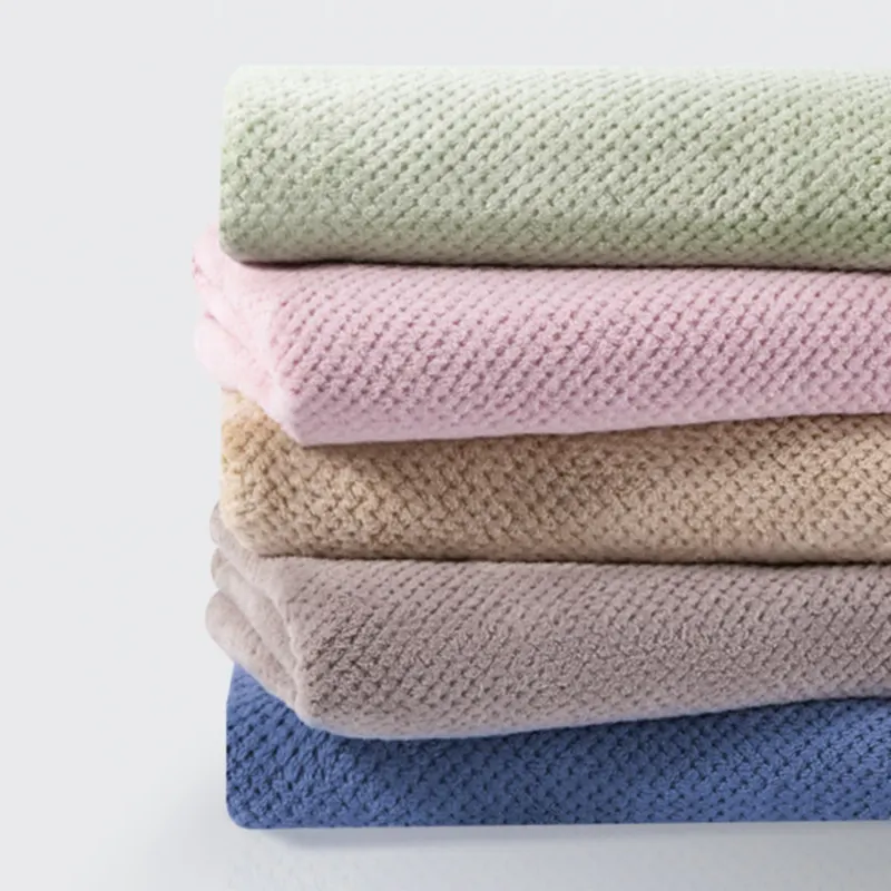 Plus size pink newborn baby quick dry microfiber polyester thin wrap super soft plain coral velvet large bath towel