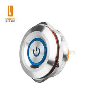 big size pushbutton switch with power logo,latching or momentary push button with light