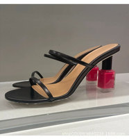 Hxmy024 Sandales d'été pour femmes Designer Chaussures à talons roses imperméables avec 9cm de hauteur Semelle extérieure en liège en gros