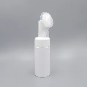 Distributeur de Mousse PET bouteille de nettoyage du visage avec brosse en Silicone bouteille en plastique blanc pour Mousse faciale 100ml