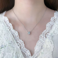 Colliers et pendentifs minimalistes en platine Pt950 avec diamants de laboratoire et pierres de cristal, chaînes fines et délicates pour femmes