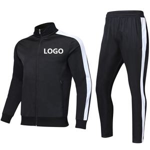 Traje de rayas blancas y negras con logotipo personalizado, chándal, conjuntos de fitness, chaqueta de entrenamiento para correr, ropa deportiva para hombres y niños, chándal de fútbol - Product Image 1