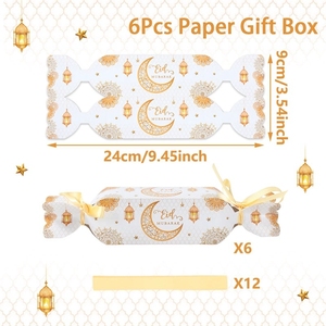 6 Pezzi Scatole Regalo Eid Mubarak Sacchetti di Carta per Dolci Ramadan per Forniture per <span class=keywords><strong>Feste</strong></span> <span class=keywords><strong>Islamiche</strong></span> Musulmane Scatole Regalo Decorative a Forma di Luna per Eid - Product Image 3
