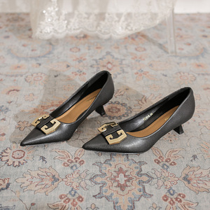 Zapatos de Tacón Alto para Mujer, con Punta Cuadrada, de Charol, con Hebilla Dorada, Tacón Cuadrado, Sin Cordones, Transpirables, para Oficina, Verano/Invierno - Product Image 1
