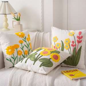 Taie d'oreiller carrée en toile brodée, style pastoral, soutien lombaire <span class=keywords><strong>pour</strong></span> canapé, lit, bureau, taie d'oreiller brodée de fleurs - Product Image 4