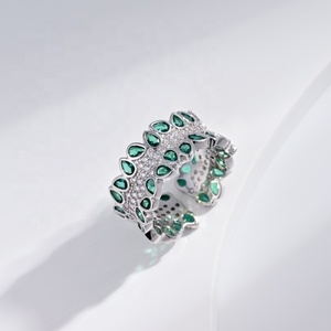 Anillo de plata de ley 925 con circonitas, estilo tenis, de lujo, con incrustaciones completas de piedras, para mujer, grueso, con diamantes, de promesa, de compromiso, anillos finos, precio de fábrica. - Product Image 5