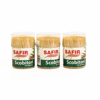 Cure-dents de nettoyage des dents cure-dents ronds en bois de bambou dans une boîte de rangement en plastique transparent