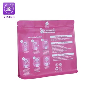 Bán buôn tùy chỉnh mỹ phẩm chăm sóc da duy trì thiết lập bao bì đáy phẳng Túi doypack đứng lên Túi với dây kéo - Product Image 5