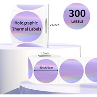 Autocollants d'étiquette thermique holographique cercle personnalisé étiquettes autocollantes thermiques à paillettes arc-en-ciel pour emballage cadeau nom étiquette de prix violet