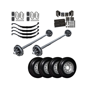 Kit Asse Tandem con Freno Elettrico per Rimorchio 2500kg 3500kg, Tubo Rotondo e Quadrato, con Zincatura a Caldo e Finitura Verniciata Nera - Product Image 2